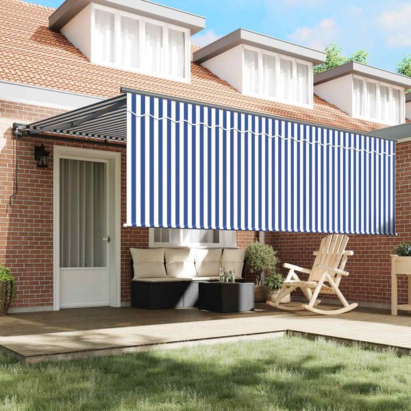 vidaXL Auvent R&eacute;tractable Bleu et Blanc 400 &times; 300 cm