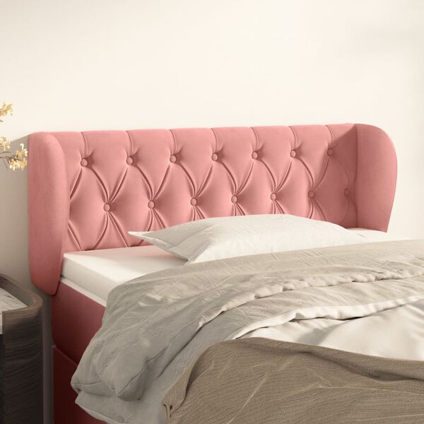 vidaXL T&ecirc;te de lit avec oreilles Rose 93x23x78/88 cm Velours