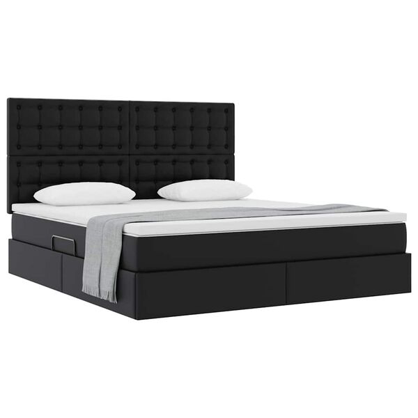 vidaXL Lit de Rangement Noir 160 x 200 cm Cuir synth&eacute;tique
