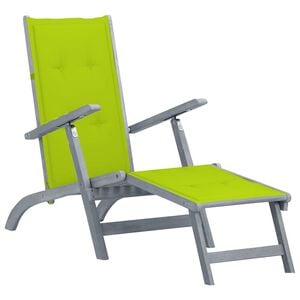 vidaXL Chaise longue d'ext&eacute;rieur repose-pied et coussin Acacia solide