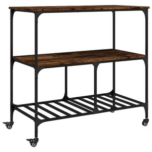 vidaXL Chariot de cuisine ch&ecirc;ne fum&eacute; 100x50x95 cm bois d'ing&eacute;nierie