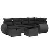 vidaXL Salon de jardin 7 pcs avec coussins noir r&eacute;sine tress&eacute;e