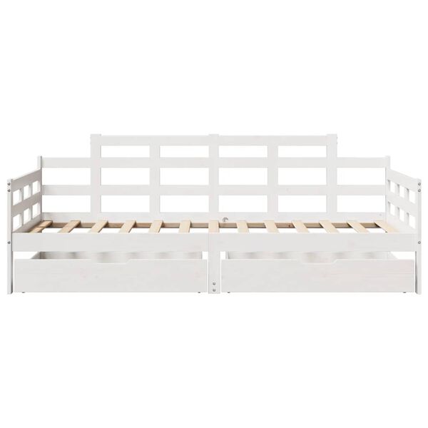 vidaXL Lit de jour et tiroirs sans matelas blanc 90x190 cm bois massif