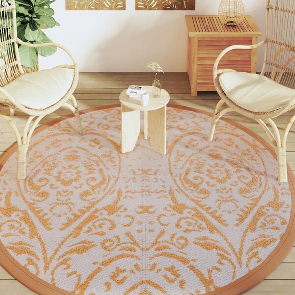 vidaXL Tapis d'ext&eacute;rieur ARAKIL orange et blanc &Oslash;200 cm PP