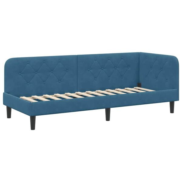 vidaXL Cadre de lit d'angle avec t&ecirc;te de lit Bleu 80 x 200 cm Velours