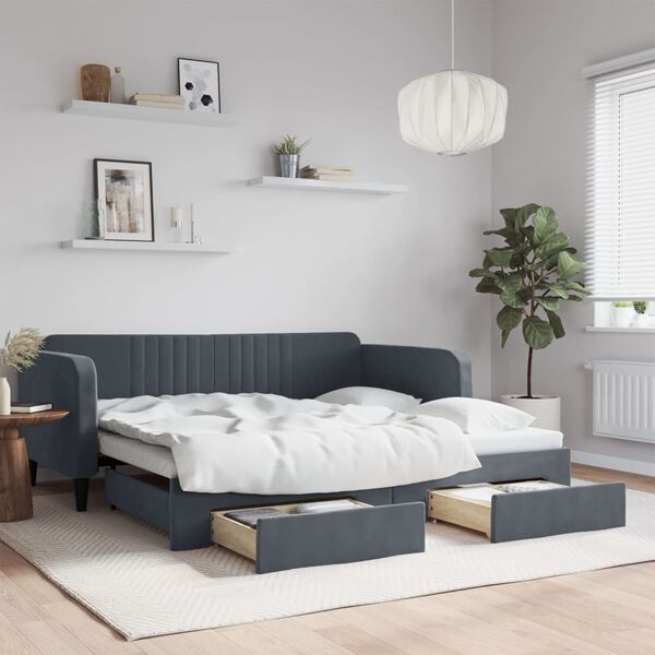 vidaXL Lit de jour avec gigogne et tiroirs sans matelas 90x190 cm