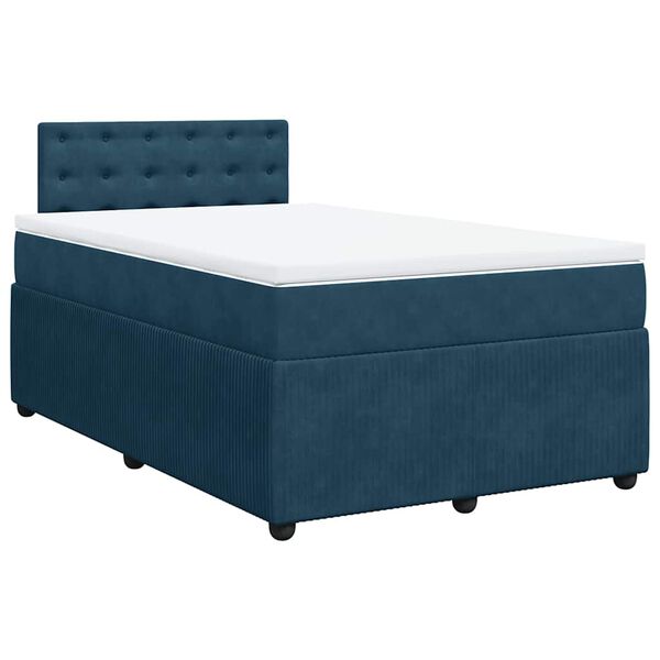 vidaXL Sommier &agrave; lattes de lit et matelas bleu 120x200 cm velours