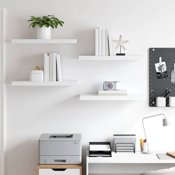 vidaXL &Eacute;tag&egrave;res murales flottantes 4 pcs blanc 60x23,5x3,8 cm MDF