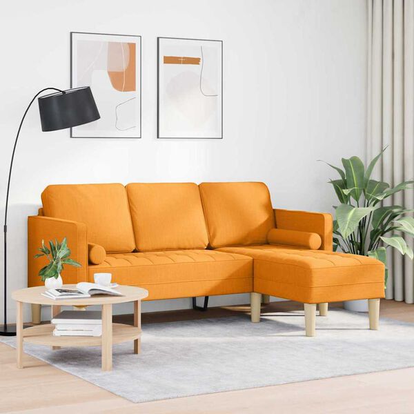 vidaXL Ensemble de Canap&eacute;s avec coussin Jaune fonc&eacute; Polyester