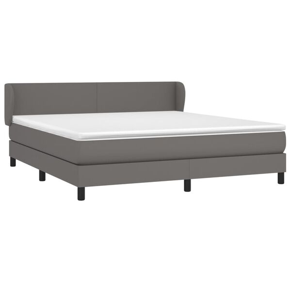 vidaXL Sommier &agrave; lattes de lit avec matelas Gris 180x200 cm Similicuir
