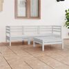 vidaXL Salon de jardin 4 pcs Blanc Bois de pin massif