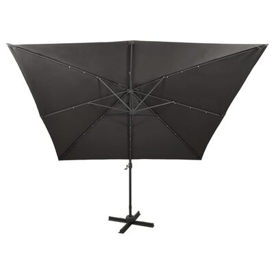 vidaXL Parasol de jardin en porte-à-faux avec mât et lumières LED