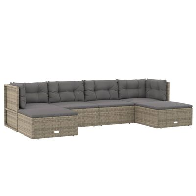 vidaXL Salon de jardin 6 pcs avec coussins Gris Résine tressée