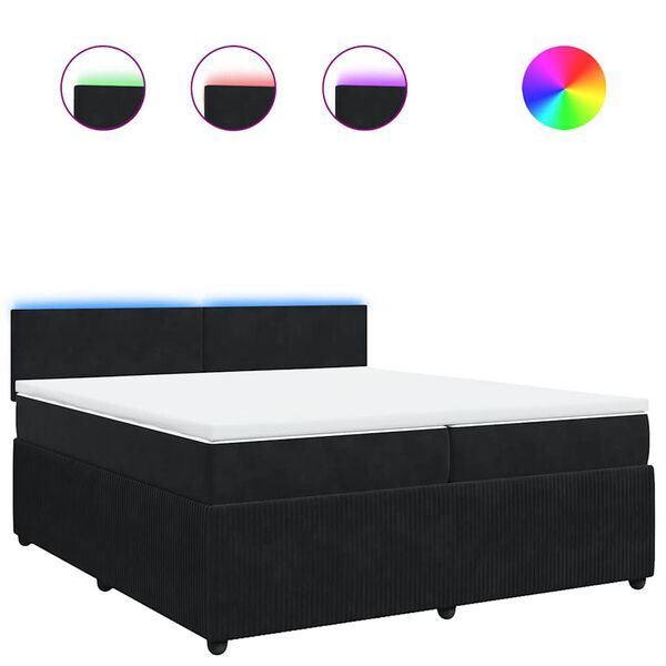 vidaXL Sommier &agrave; lattes de lit et matelas Noir 200x200 cm Velours