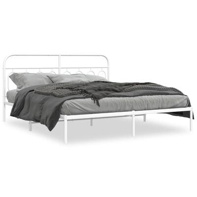 vidaXL Cadre de lit métal sans matelas et tête de lit blanc 183x213 cm