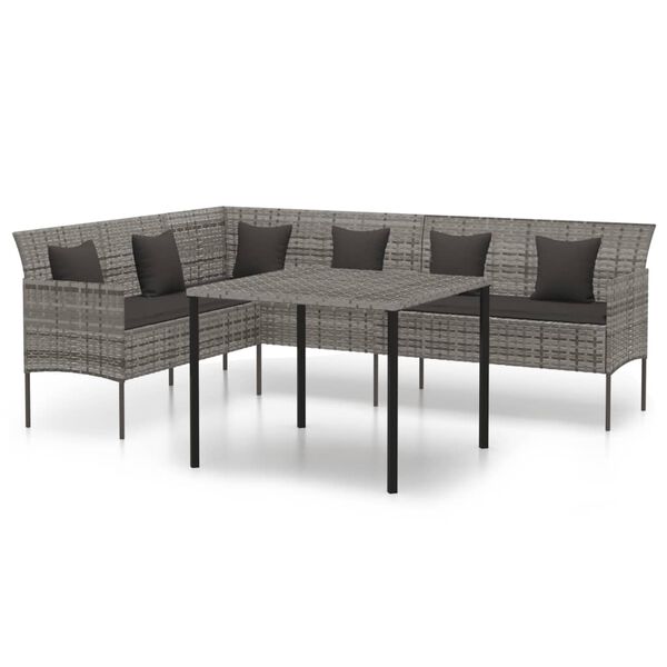 vidaXL Ensemble à manger de jardin et coussins 2 pcs gris rotin