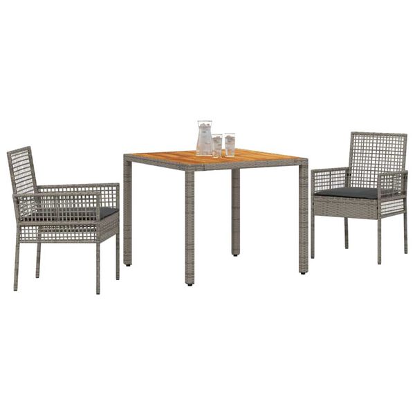 vidaXL Ensemble de salle &agrave; manger pour jardin 3 pcs Gris polyrotin