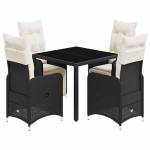 vidaXL Ensemble de bistro de jardin 5 pcs coussins noir poly rotin