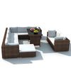 vidaXL Salon de jardin 10 pcs avec coussins R&eacute;sine tress&eacute;e Marron