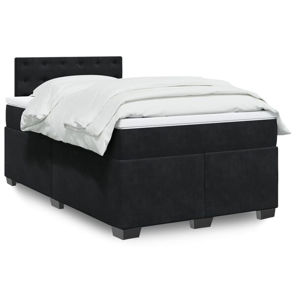 vidaXL Sommier &agrave; lattes de lit avec matelas Noir 120x200 cm Velours