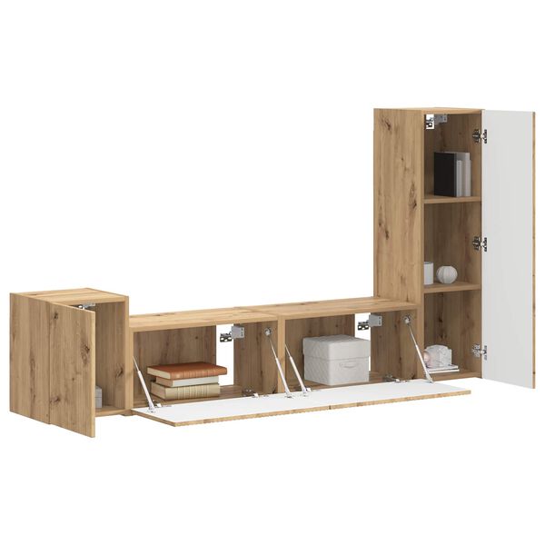 vidaXL Ensemble meuble TV 4 pcs Ch&ecirc;ne artisanal Bois d'ing&eacute;nierie