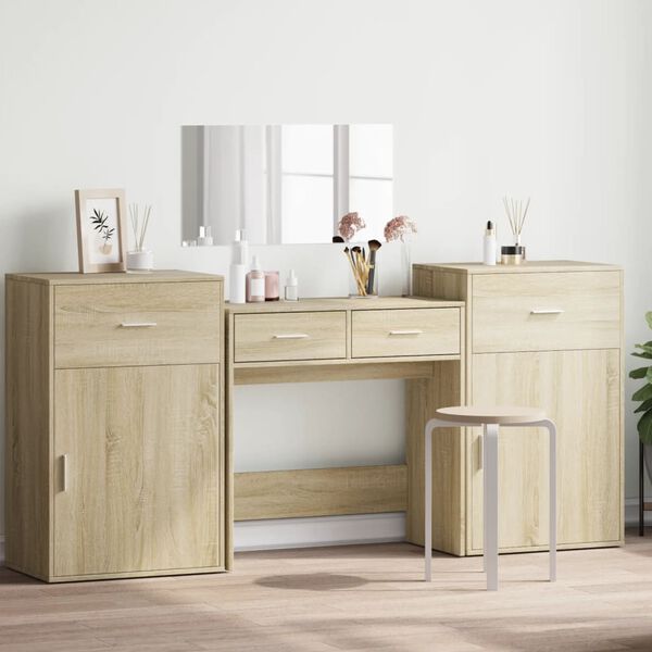 vidaXL Ensemble de coiffeuse 4 pcs ch&ecirc;ne sonoma bois d'ing&eacute;nierie