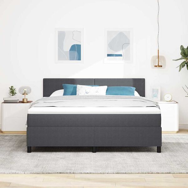 vidaXL Lit &agrave; ressort LED Gris fonc&eacute; et blanc 180 x 200 cm