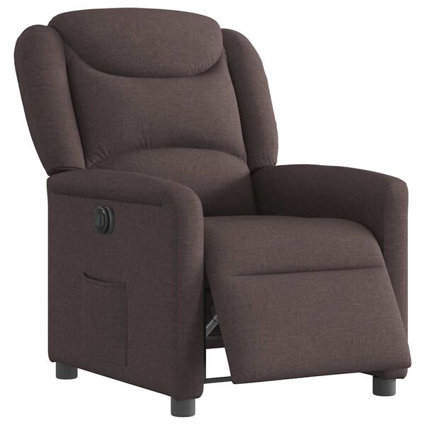 vidaXL Fauteuil inclinable &eacute;lectrique Marron fonc&eacute; Tissu