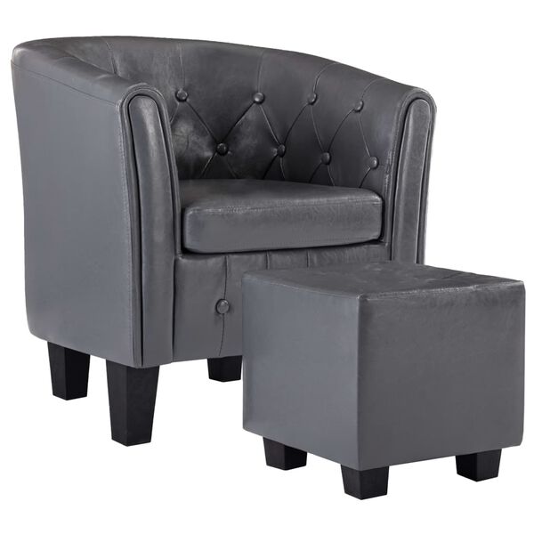 vidaXL Chaise cabriolet avec repose-pied Gris Similicuir