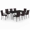 vidaXL Ensemble &agrave; manger de jardin 9 pcs Marron et noir