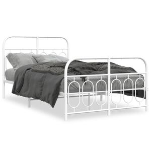 vidaXL Cadre de lit m&eacute;tal sans matelas et pied de lit blanc 120x190 cm