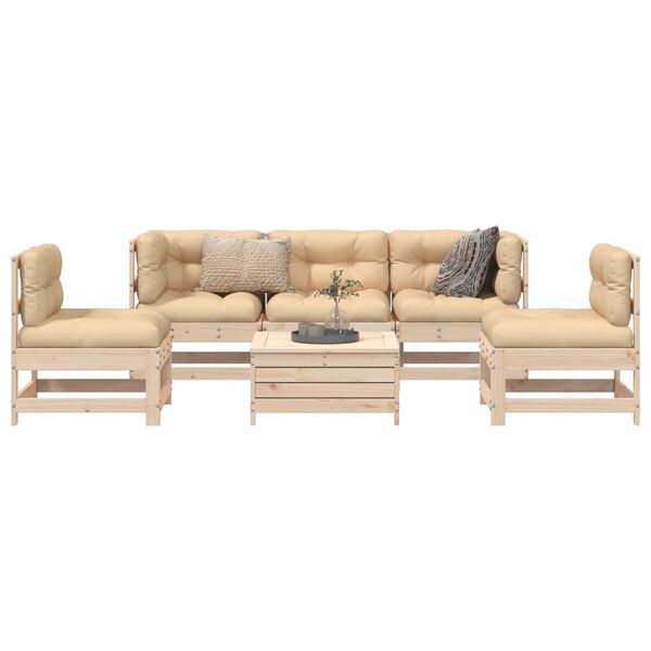 vidaXL Salon de jardin 6 pcs bois de pin massif