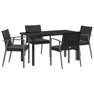 vidaXL Ensemble de salle &agrave; manger pour jardin 5 pc Noir et gris