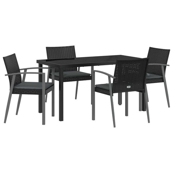 vidaXL Ensemble de salle à manger pour jardin 5 pcs Noir et gris