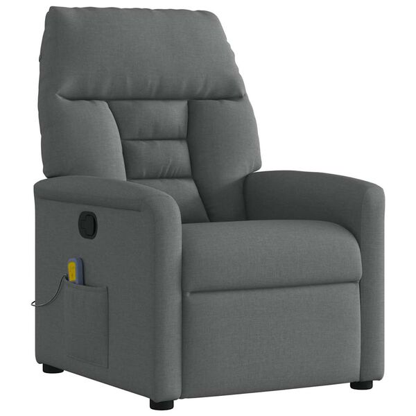 vidaXL Fauteuil inclinable de massage en tissu gris fonc&eacute;