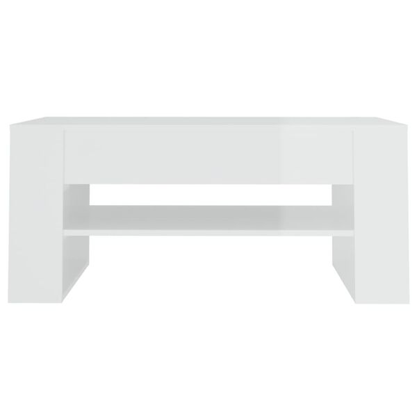 vidaXL Table basse blanc brillant 102x55x45 cm bois d'ing&eacute;nierie