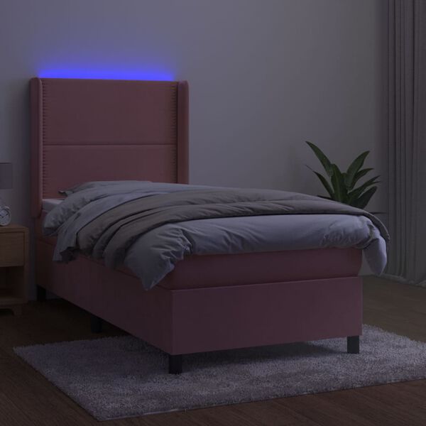 vidaXL Sommier &agrave; lattes de lit matelas et LED Rose 80x200 cm Velours