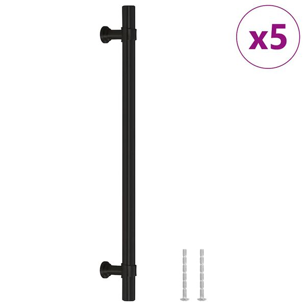 vidaXL Poignées d'armoire 5 pcs noir 192 mm acier inoxydable