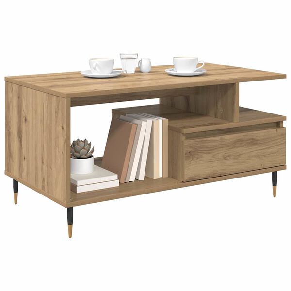 vidaXL Table basse Ch&ecirc;ne artisanal 90 x 49 x 45 cm Bois d'ing&eacute;nierie
