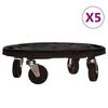 vidaXL Chariots &agrave; plantes avec roues 5 pcs Diam&egrave;tre 40 cm Noir 275 kg