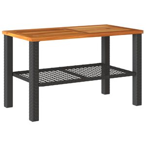 vidaXL Table de jardin noir 70x38x42 cm r&eacute;sine tress&eacute;e et bois acacia