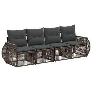 vidaXL Ensemble de canap&eacute; de jardin 4 pcs Gris et Gris fonc&eacute; polyrotin