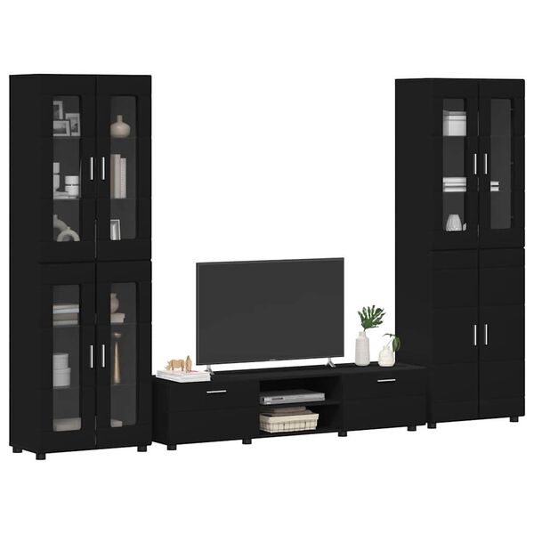 vidaXL Ensemble meuble TV avec tiroir FLORIN Noir Bois d'ing&eacute;nierie