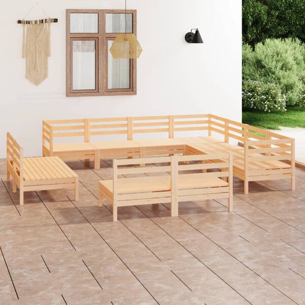 vidaXL Salon de jardin 11 pcs Bois de pin massif
