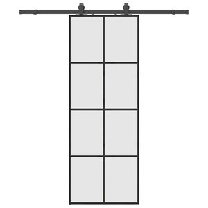 vidaXL Porte coulissante kit de quincaillerie noir 76x205 cm verre ESG