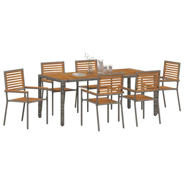 vidaXL Ensemble de salle à manger pour jardin 7 pcs Gris