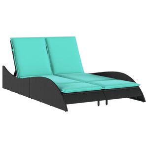vidaXL Chaise longue avec coussins Noir 114x205x73 cm R&eacute;sine tress&eacute;e