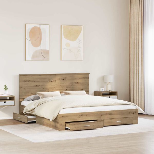 vidaXL Cadre de lit Ch&ecirc;ne artisanal 180 x 200 cm Bois d'ing&eacute;nierie