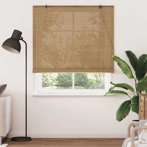 vidaXL Store enrouleur avec des rideaux Marron 140 x 220 cm Bambou