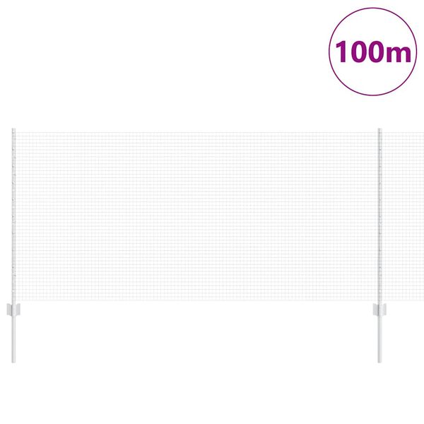 vidaXL Cl&ocirc;ture avec poteau Argent&eacute; 1 x 100 m Acier